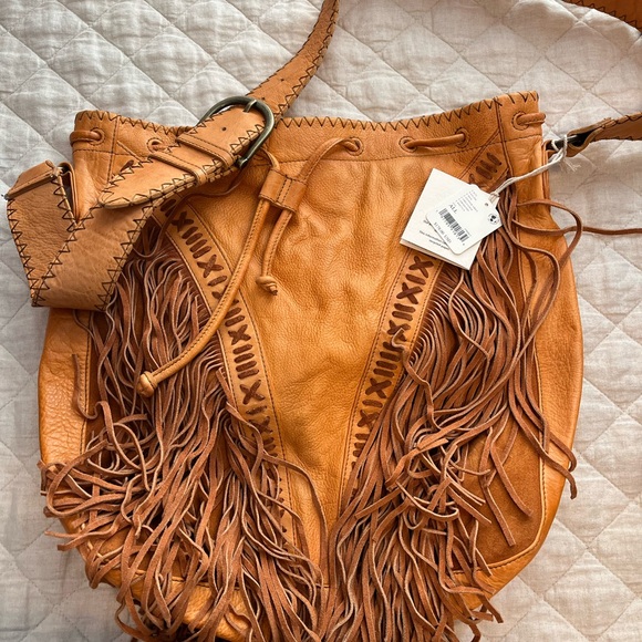 Free People Orange Fringe Tote/Hobo bag - Picture 6 of 14